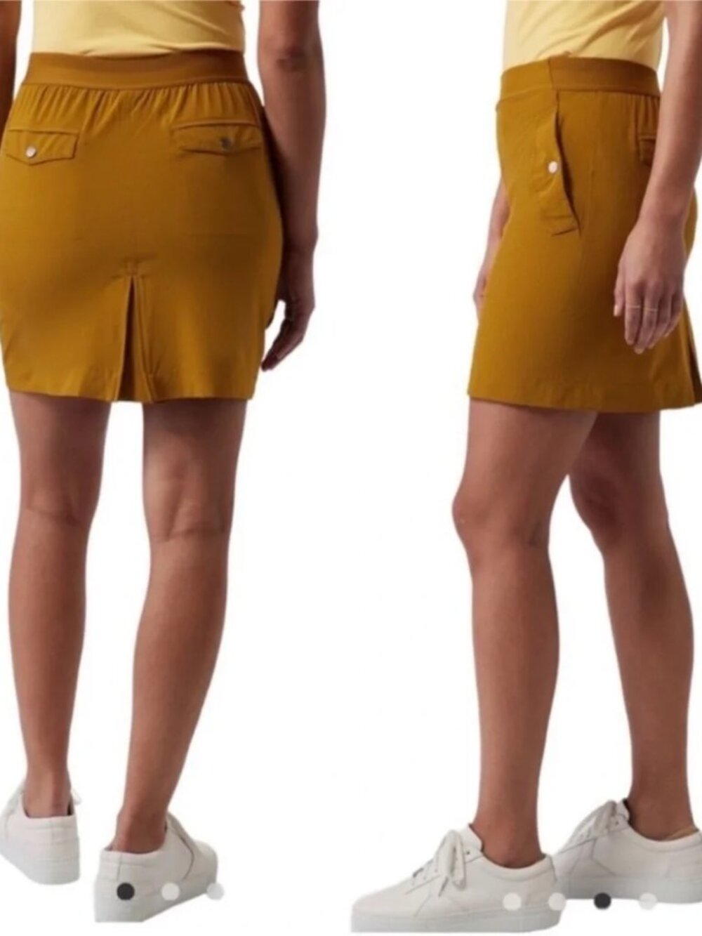 ATHLETA Vienna Cargo Skort Womens 8 Yellow Pull On Lined Stretch Pockets Hiking